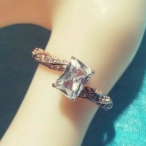 Art Deco Rose Gold Plated Radiant CZ Vintage Style